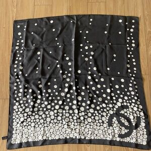 Chanel Black and White Silk Scarf